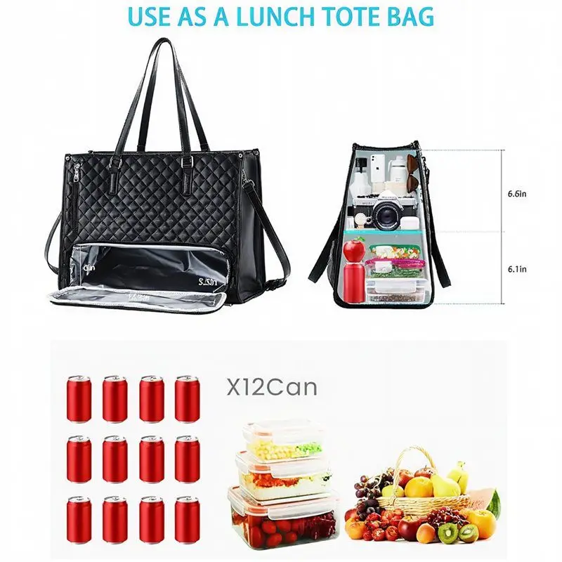 حقيبة حمل سهلة الاستخدام 2025 مطورة Packuumbagsco 3 في 1 حقيبة حمل معزولة مقصورة الغداء 15.6 بوصة كمبيوتر محمول أخضر داكن B #6