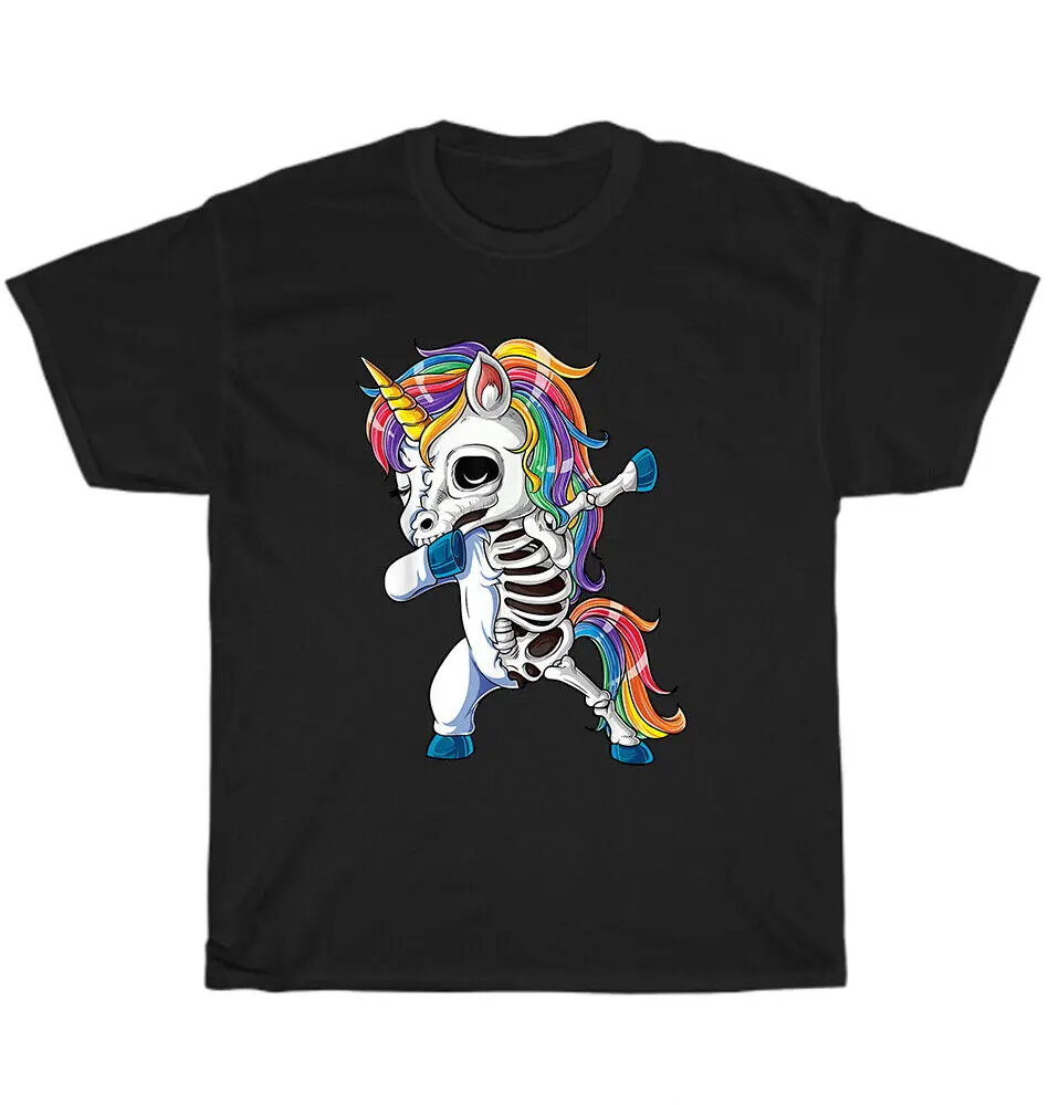 Dabbing Unicorn Skeleton Halloween Girls Dab Dance T-Shirt Unisex Funny Tee GiftUnisex Summer Cotton Luxury Brand Super SizeAnim