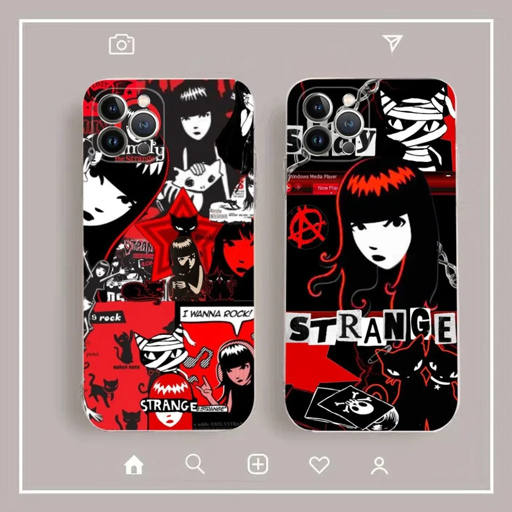 Comics E-Emily The Strange Phone Case For iPhone 14 13 12 11 Pro Max XS X XR SE 2020 6 7 8 Plus Mini Protective Shell