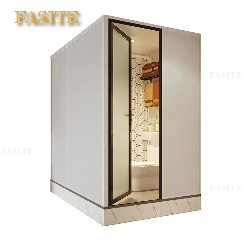 Integrated Bathroom Dry and Wet Separation Unit with Toilet 1.7x1. Shower Room for Dormitory All in One Compact Design