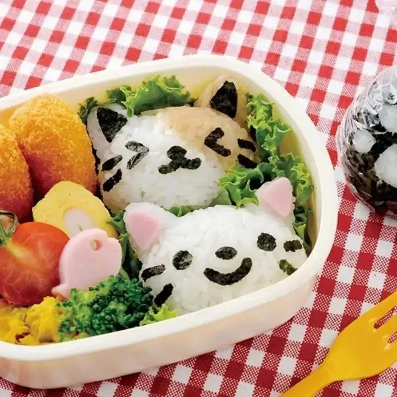 1 Set Silicone Rice Ball Mould Cute Cat Bunny Japanese Style Bento Maker Cooking Tools Sushi Nori Rice Mold Home Kitchen Gadgets