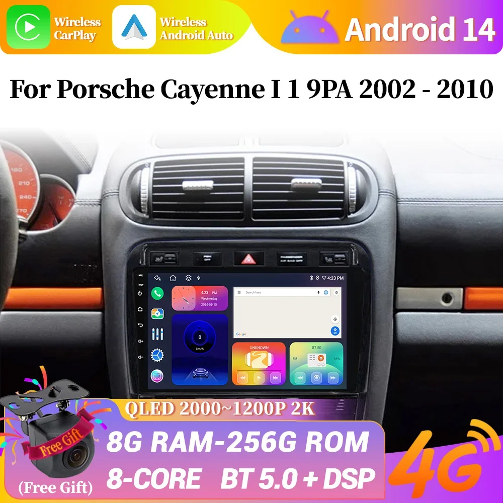 Car Radio Android For PORSCHE CAYENNE I 1 9PA 2002 - 2010 Multimedia Center Carplay Wireless Adapter 5G DVD Wifi CPU DSP Display