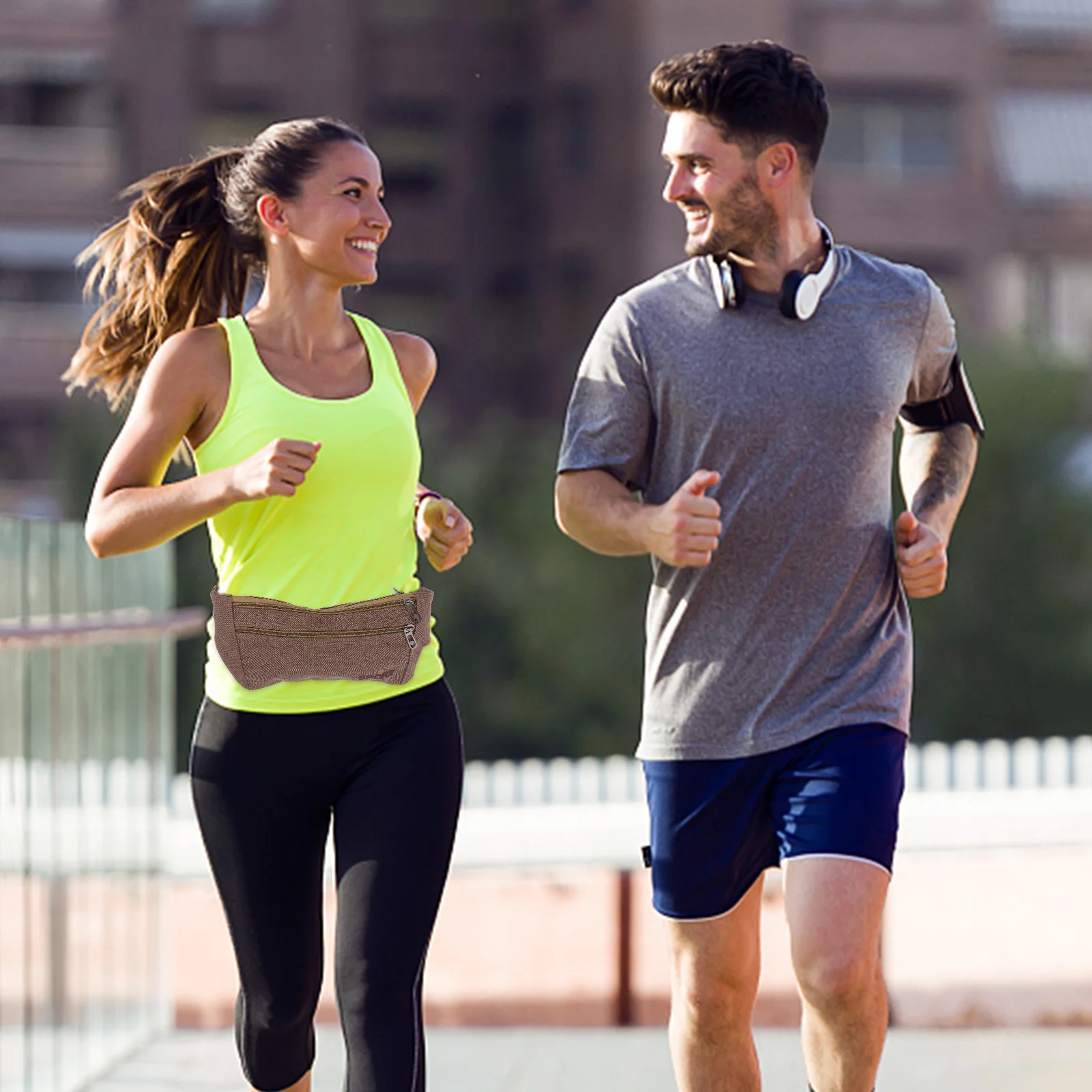 حقيبة خصر رياضية مقاومة للماء، حقيبة قماش خفيفة الوزن، جيب للجري، حزام قابل للتعديل، المشي لمسافات طويلة، السفر، قهوة متعددة الوظائف