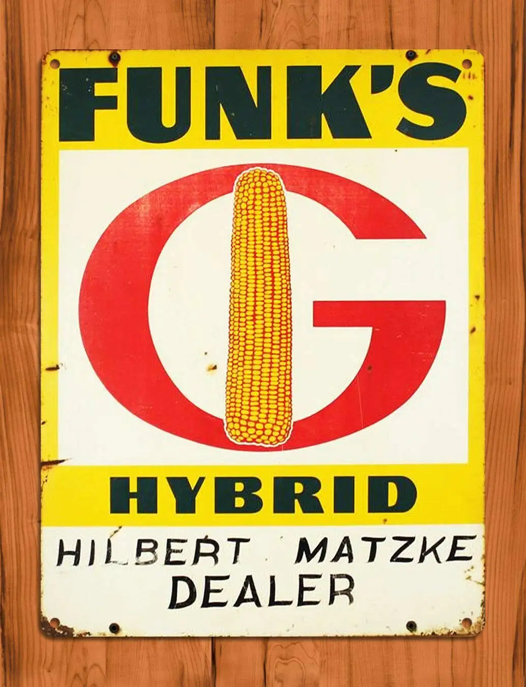 ZMKDLL New Tin Sign funk's G Corn Hybrid Feed Seed Farm Barn Decor Retro Wall Decoration 8x12 Inch