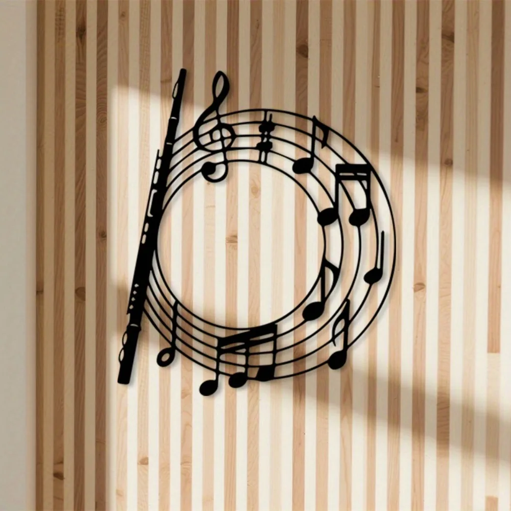CIFBUY Metal Wall Art Flute Sculpture Musical Instrument Iron Hanging Decor For Music Room Living Room Gallery