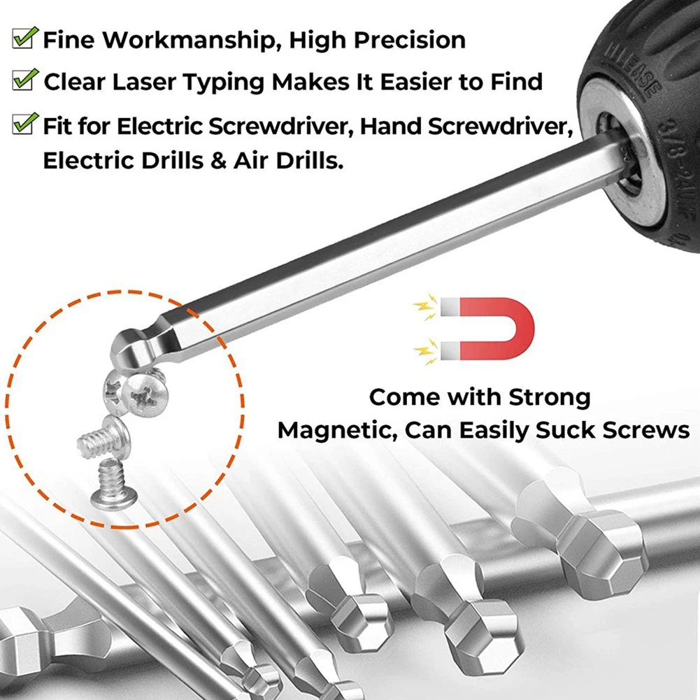 1pc Ball End Hex Screwdriver Bit Metric Hex Bits 50mm Long Magnetic Driver Bit H1.5.5 H3 H4 H5 H6 H8 H10 Part Alloy Steel