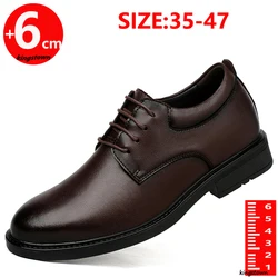 Zakelijke mannen Oxford lederen schoenen Lift Man Hoogte Toename Binnenzool 6CM Zwart Formeel Zakelijk Grote maat 35-47