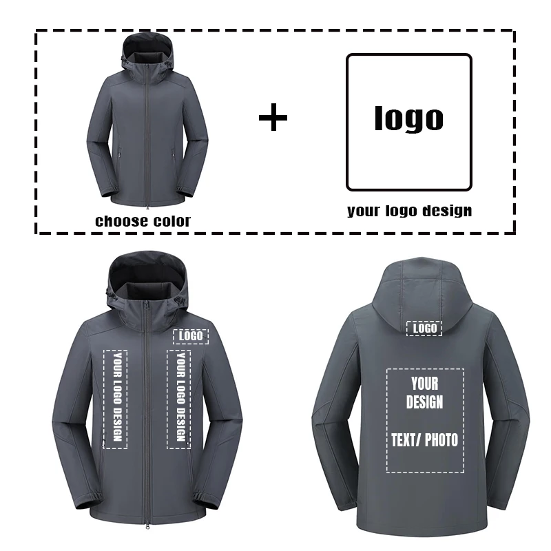 customized logo Men's Waterproof Military Combat Jacket Tactical Soft Shell Fleece Jackets Windbreaker Hooded LS-C616