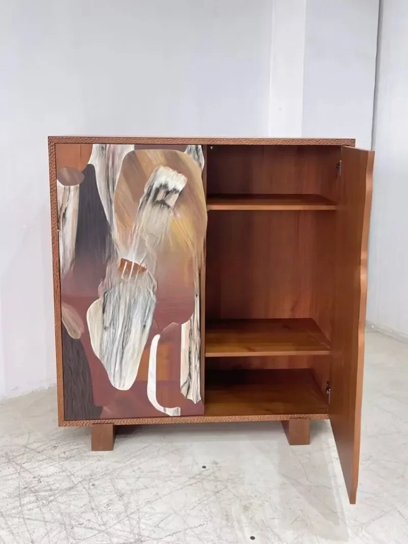 painting solid wood dining side cabinet surprise quiet wind art painting storage cabinet home foyer entrance simple