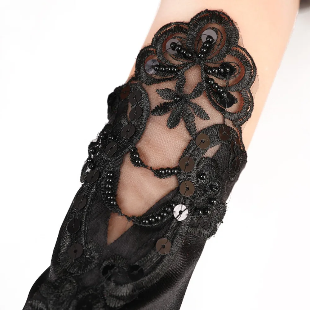 2024 فستان الحفلات قفازات برباط مثير حجر الراين فستان زفاف القفازات الملابس والاكسسوارات أنيقة مساء حفلة موسيقية ديكور الحفلات #3