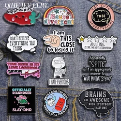 Neuro Divergent Neurospicy Enamel Pins Funny Gesture I Am This Close To Losing It Brooch Lapel Badge Mental Health Jewelry Gifts