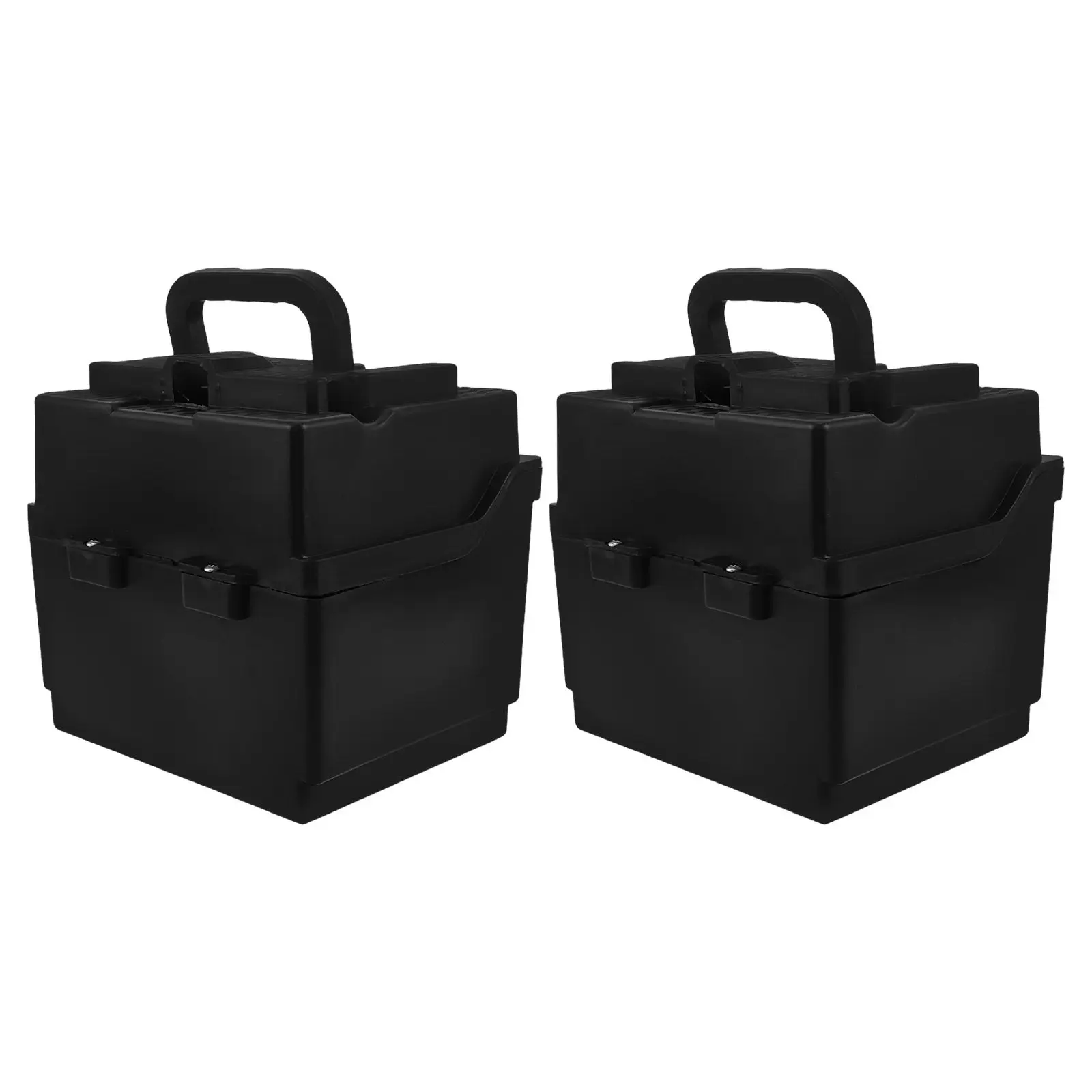 Heavy Duty Plastic Battery Storage Box 12V Handle Portable Waterproof Electric Motorcycle Rv Marine Black 8.27x8.27 Shockproof