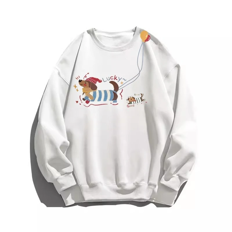

A cute long-sleeved dachshund sweatshirt with a laid-back and relaxed Korean style, a slimming top for a junior high school girl