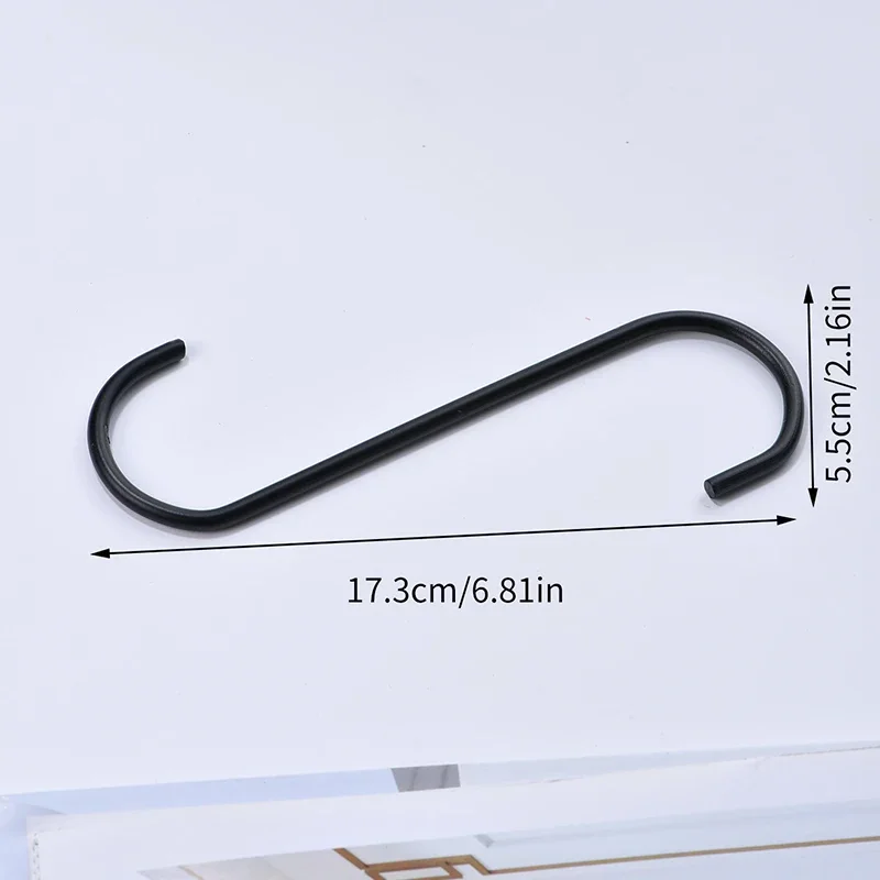 6.5-Inch Steel Wire Large Black S-Shaped Hook for Hanging Heavy-Duty Items like Garden Tools