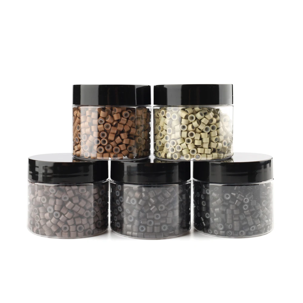 

Hair Want 1000PCS 4mm Silicone-Lined Micro Beads Rings for Sewing Weft Extensions Hair Extension Beads for Hair Tinsel Extension