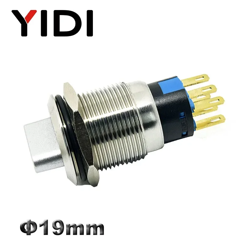 YIDI 19mm Metal Selector Rotary Switch 2 3 Position Push Button Switch 1NO1NC DPST Knob Switch Latching ON OFF with Harness