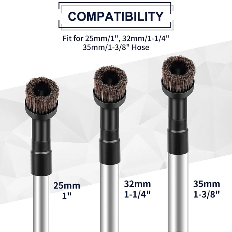 Cepillo de fijación al vacío de pelo de caballo de 36Mm con conector Universal apto para manguera de 25Mm/1 pulgada, 32Mm/1-1/4 pulgadas, 35Mm/1-3/8 pulgadas