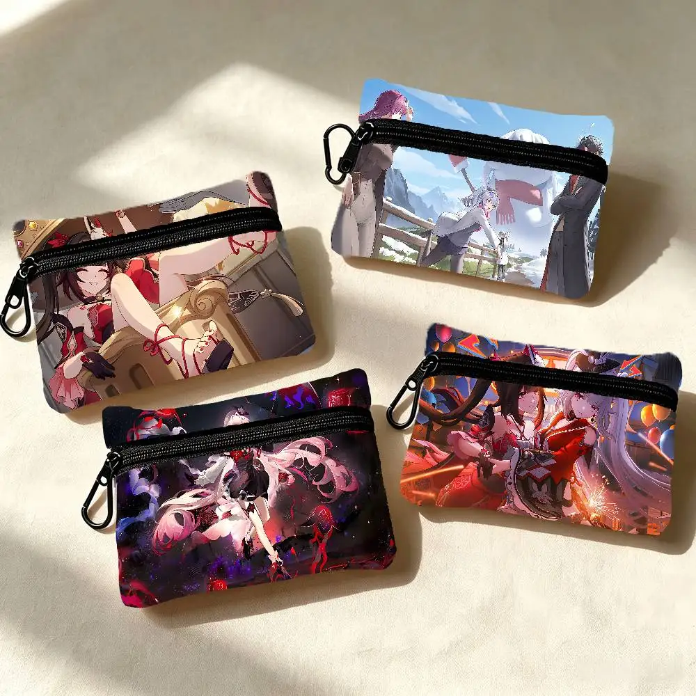GAME Honkai Star Rail Wallet Detachable Carabiner Hook Compact Storage Bag For Outdoor Shopping Accessory