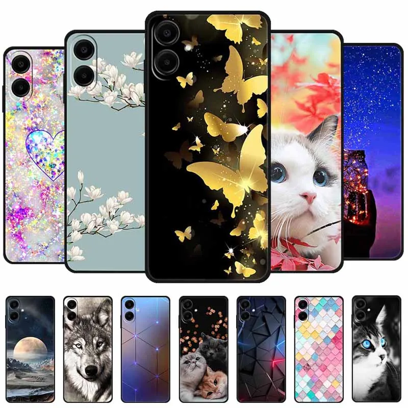 For Samsung A07 Case Cute Animals Fashion TPU Black Silicone Cover for SamsungA07 2025 Phone Cases Cartoon Shells Landscape Capa