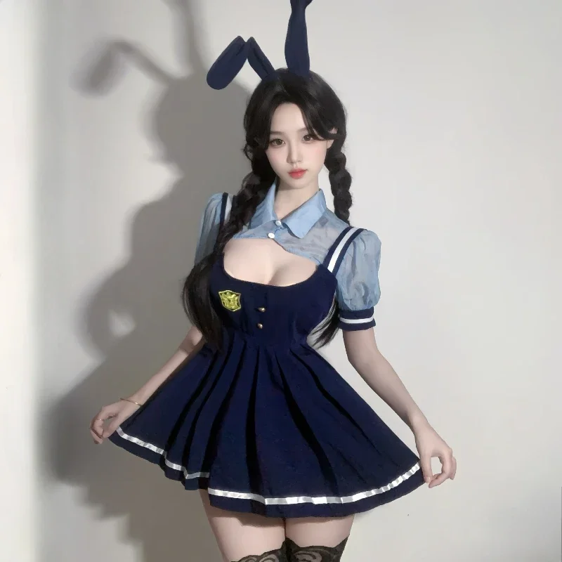 

Kawaii Bunny Girl Police Cosplay Anime Costumes Sexy Girl Student Uniform Lolita Dresses Carnival Party Masquerade Showing Dress