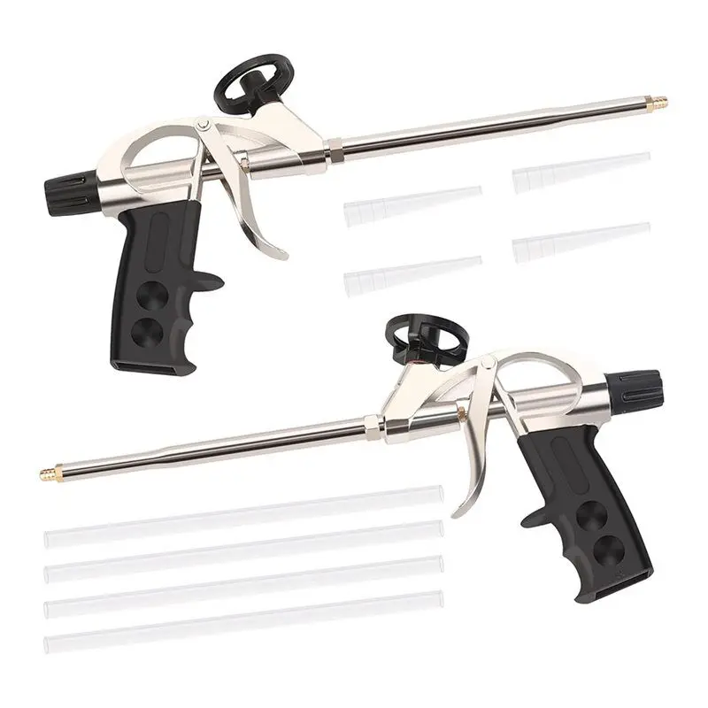 ABAH-Professional Grade 7.5 Inch Spray Foam Dispensing Gun 2 Pack Including Non-Stick Teflonized Basket And Needle Valve