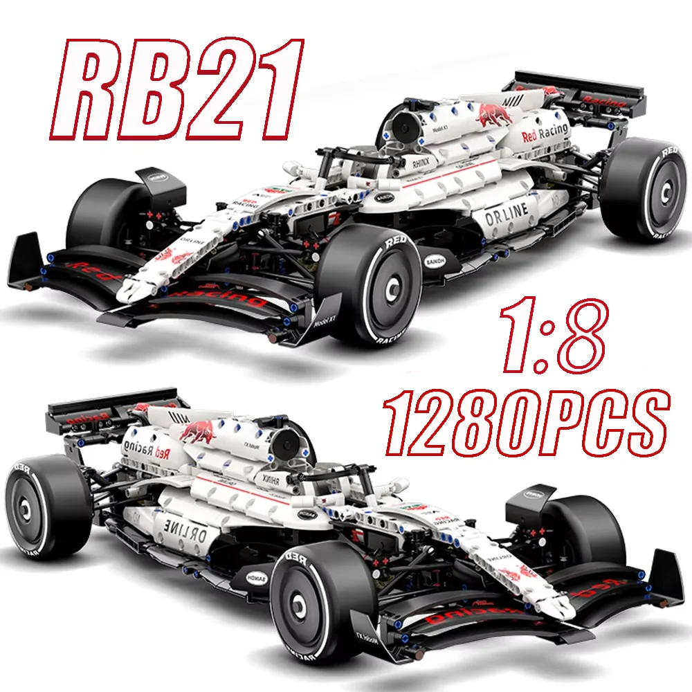 2026 NEW Technical Classic Performance 1280PCS RB21 White Sports Car Building Blocks MOC DIY Assembly Model Toys Christmas Gifts