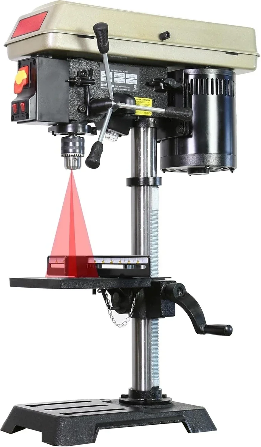 10 Inch 3/4 HP Bench Drill Press, 6.2 Amp 5-Speed Benchtop Drilling Machine with LED Work Light