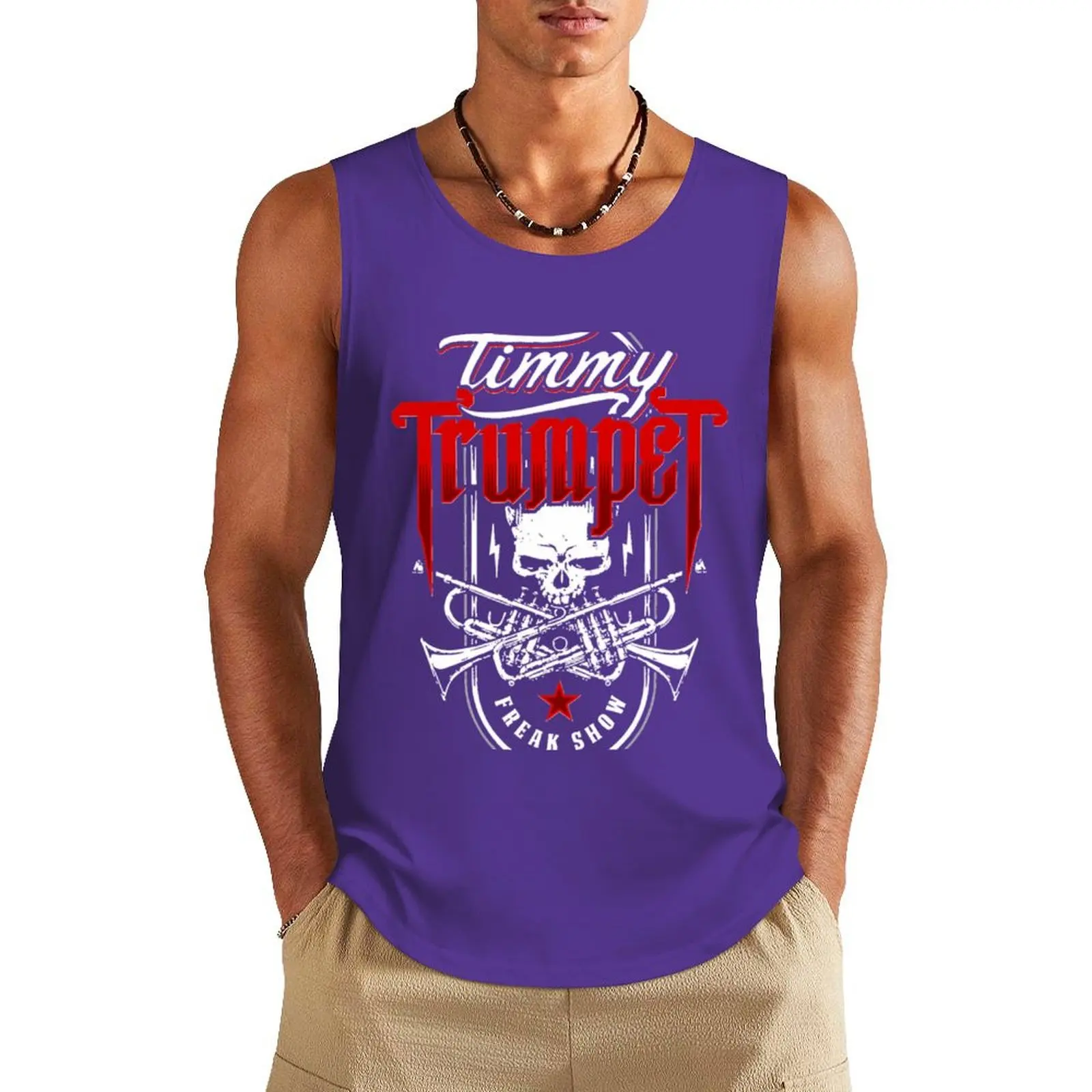 Zomer Heren Sport Tank Tops Timmy Trompet Grafische Gym Training Mouwloos Vest Mode Losse Ronde Hals Dagelijks Casual Mannelijke Tops