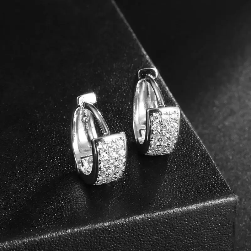 High-End Hoop Earrings Exquisite Shiny Zircon Couple Ear Buckle Men and Women Simple Fashion Round Ear Jewelry