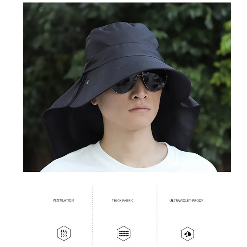 Summer Sun Hats  Protection Outdoor Cap For Men Women Hiking Camping Visor Bucket Hat Removable Fisherman Hat