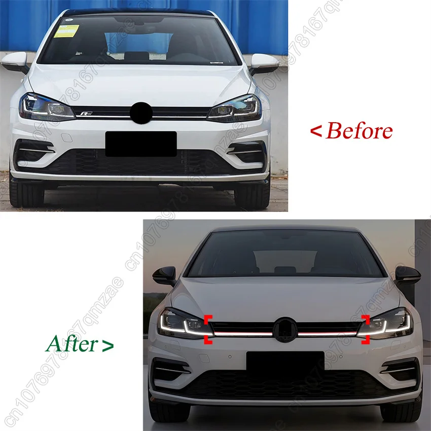 R-Line Style With Light LED Front Grille For Volkswagen VW Golf 7.5 MK 7.5 GTI R 2017-2019Front Fascia Tuning Replacement Grille