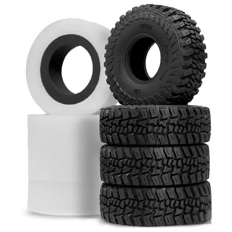 4PCS 1.9'' Crawler Tires + Dual-Stage EVA Foam Inserts - for 1/10 RC Crawler TRX4/TRX6, Axial SCX10 GEN7/8 (90046) - Upgrade Kit