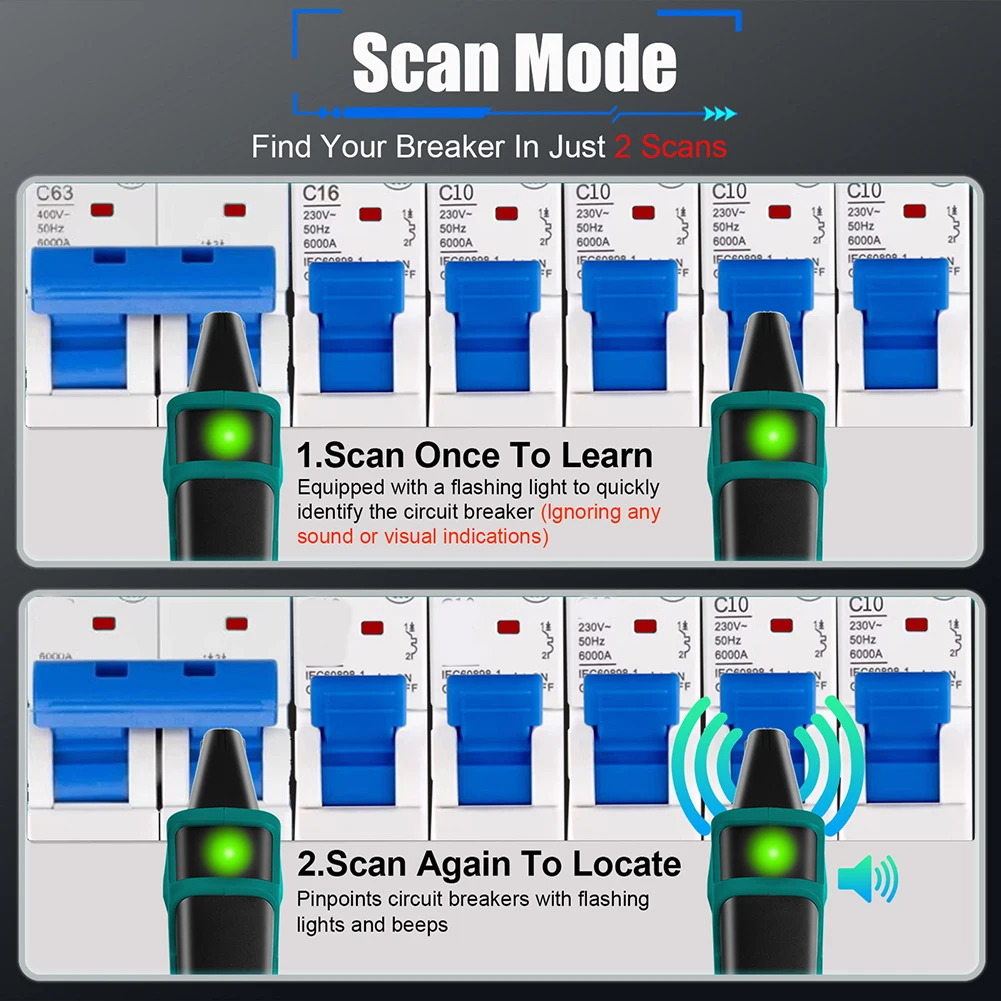 Two-Unit Circuit Locating System Using Signal Injection to Match Outlets or Lights to Correct Breakers in Three Simple Steps