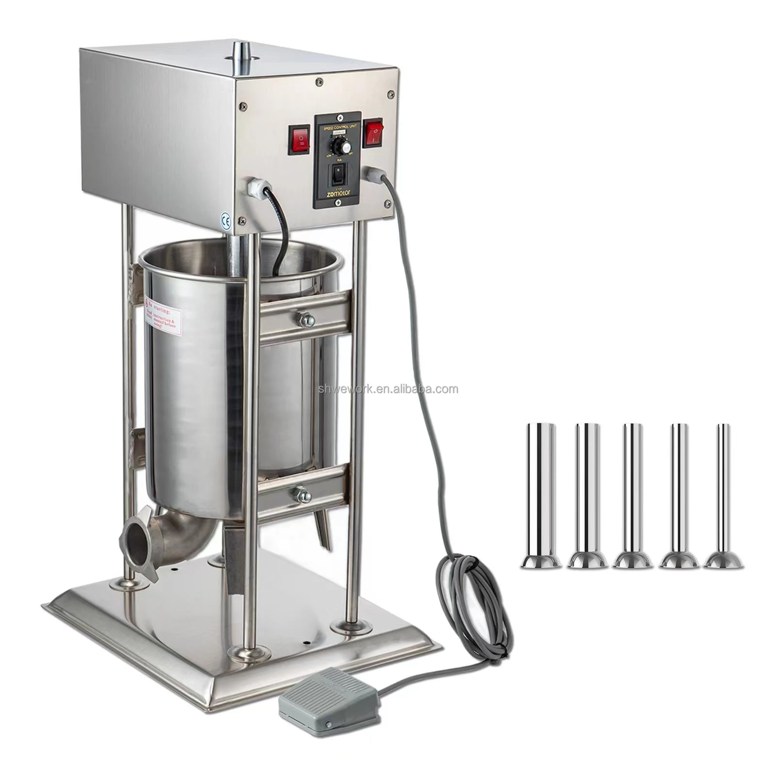 

WeWork Electric 10/12/15/20/25/30L Vertical Meat Sausage Stuffer Maker Variable Speed Stainless Steel Sausage Filler Machine