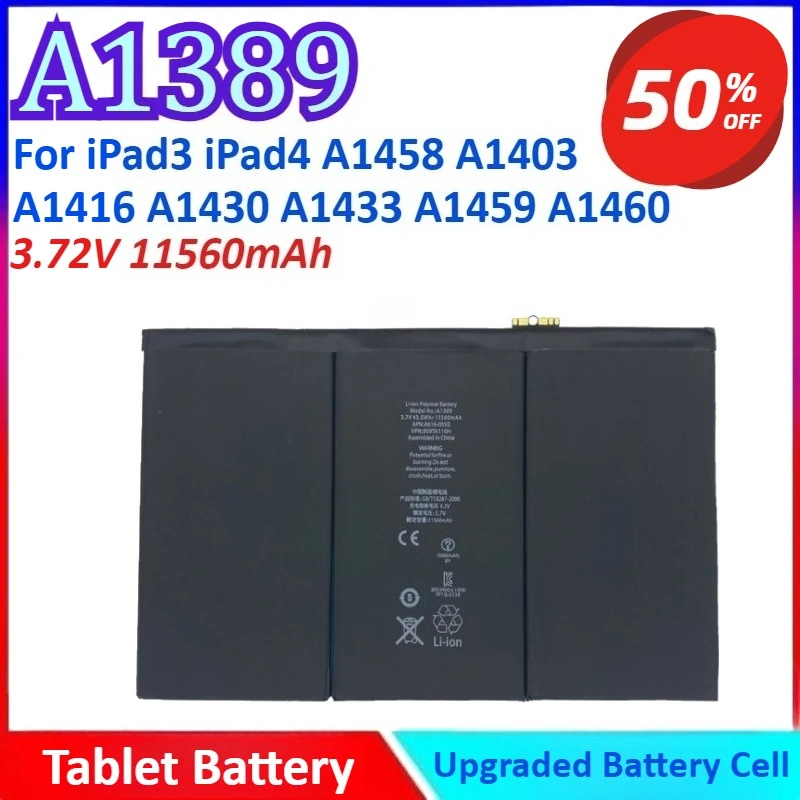

New A1389 3.72V 11560mAh Tablet Battery For IPad3 IPad4 A1458 A1403 A1416 A1430 A1433 A1459 A1460 High Quality