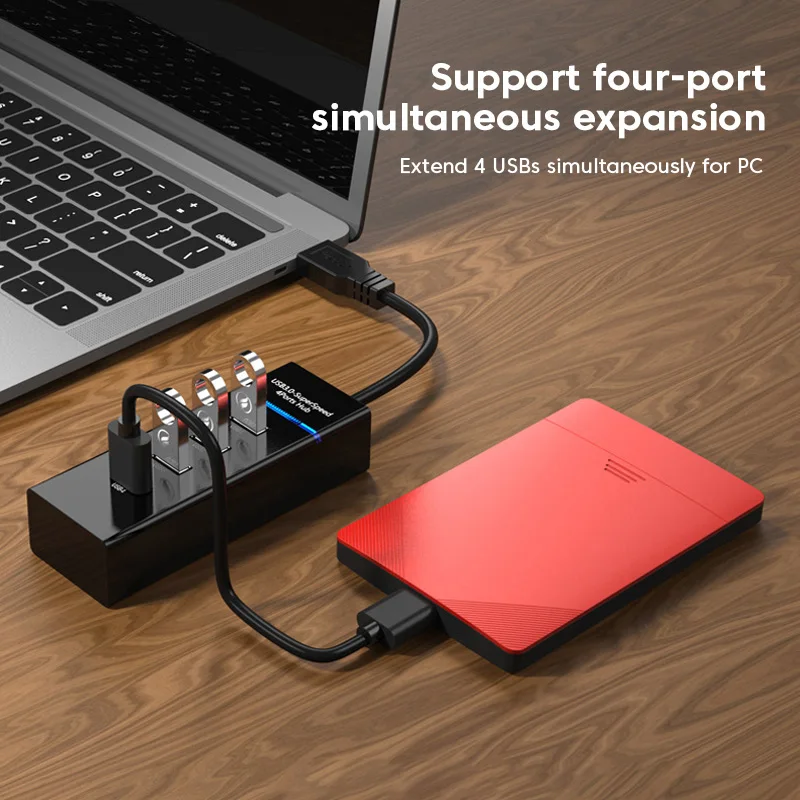 Elough 4 Ports USB Hub 3 0 High Speed Multi USB Splitter Adapter OTG For Xiaomi Lenovo PC Computer Accessories 30/120cm