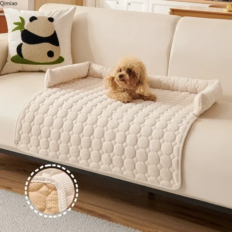 

1PC Soft Dog Cats Sofa Bed Cover Plaid Pet Bed Blanket Mat for Small Dog with Neck Pillow Cat Calming Nest Travel & Indoor