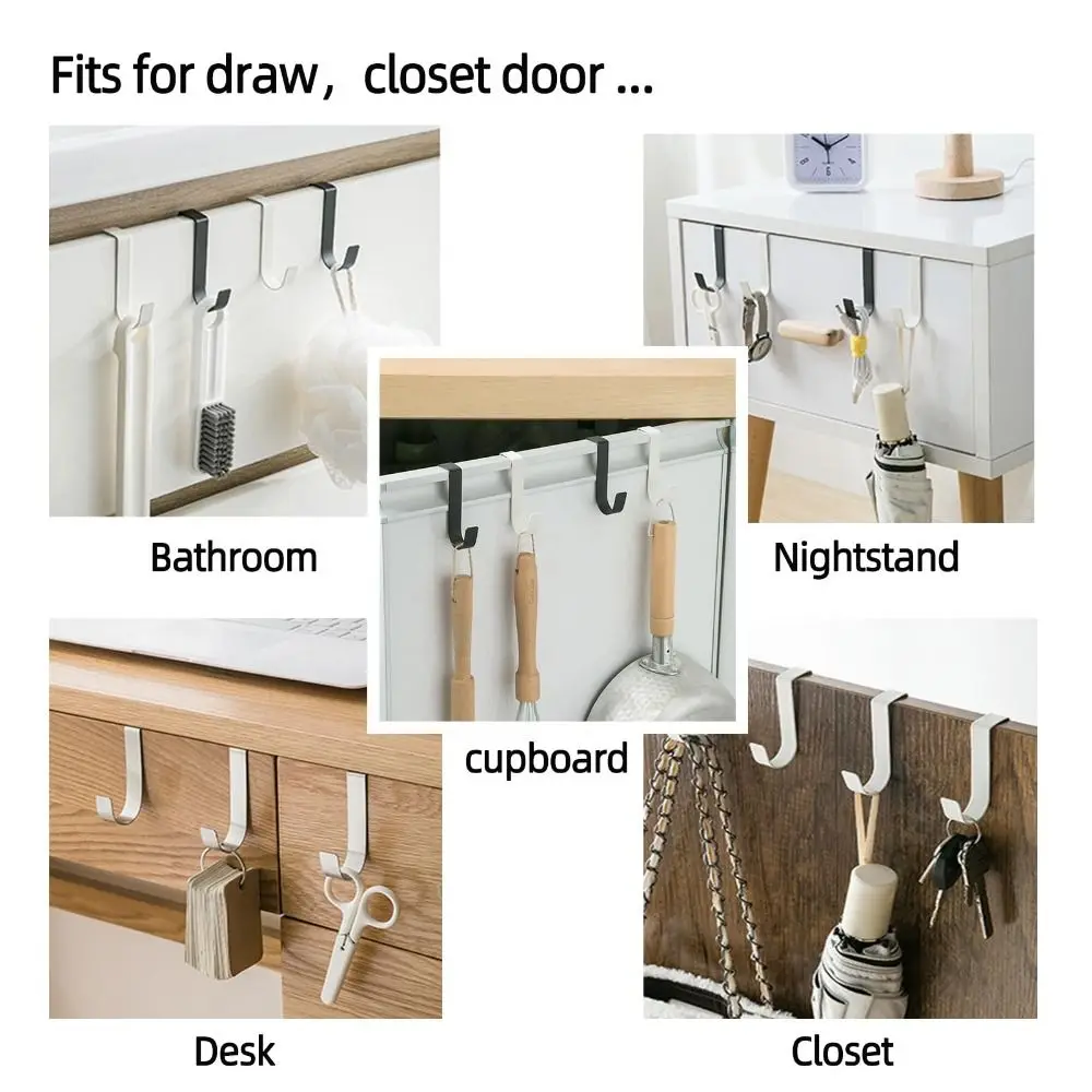 Stainless Steel Over Cabinet Door Hook J Shape Heavy Duty Cabinet Door Hanger No Drill Space Saving Storage Hanging Hook