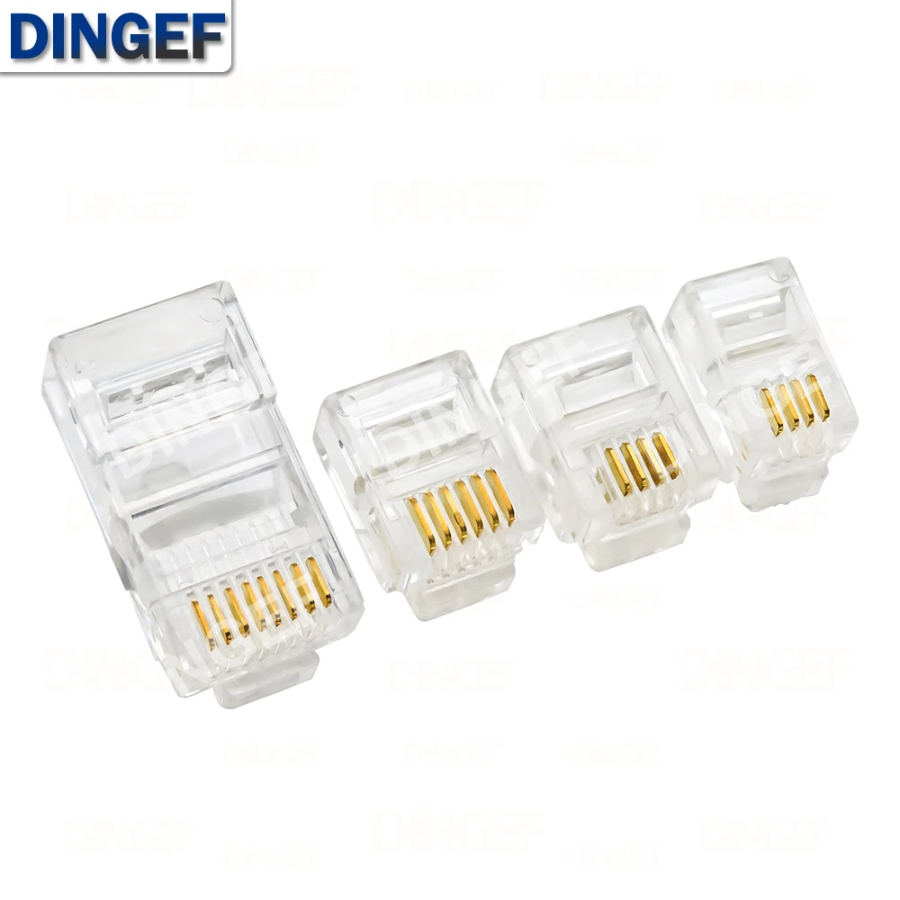 4Pin 6Pin 8Pin Cable End Connectors Plugs telephone connector internet connector RJ9 4P4C RJ11 6P4C 6P6C RJ45 8P8C Crystal