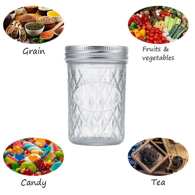 Glass Bottle Food Storage ContainersHigh Temperature Resistant Easy to Clean Honey Food Sealed Glass Canning Mason Jar with Lid