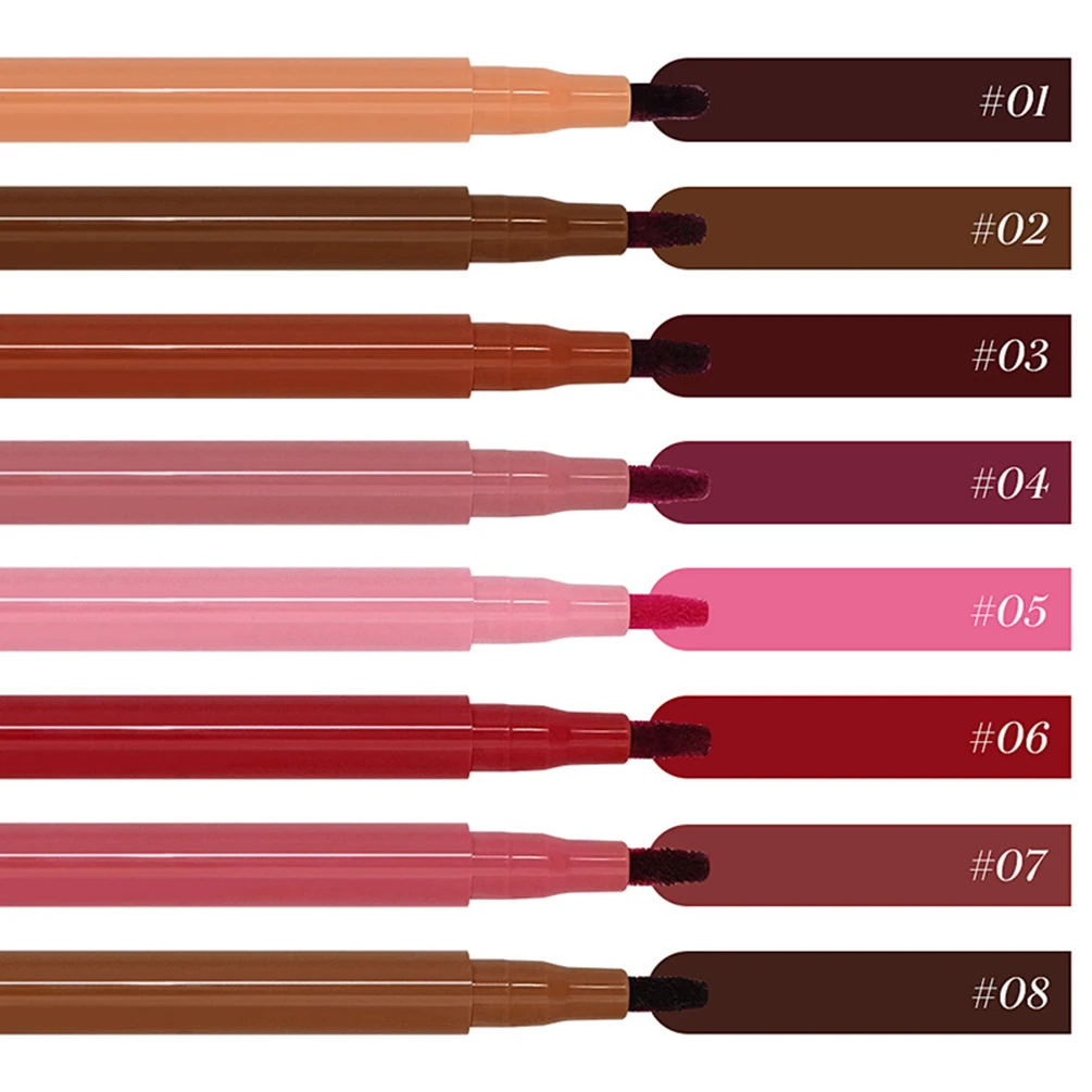 8-color Private Label Liquid Lip Liner Custom Logo Non-stick Lipstick Pen Waterproof Long-lasting Matte Natural Makeup Vegan