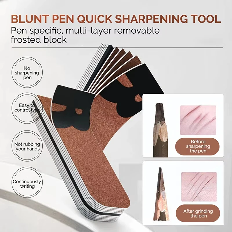 【M】Afilador profesional de lápices para cejas, herramienta de pulido con papel de lija, fácil de usar, herramienta de maquillaje para crear un maquillaje de punta fina