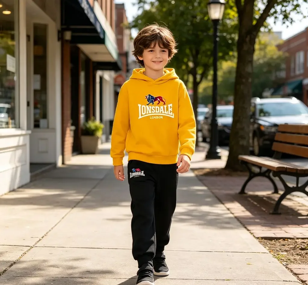 New Children's Sports Outfit with Hooded Sweatshirt - Fashionable Suitable for Boys and Girls Aged 3 To15 Top and Bottom Pieces