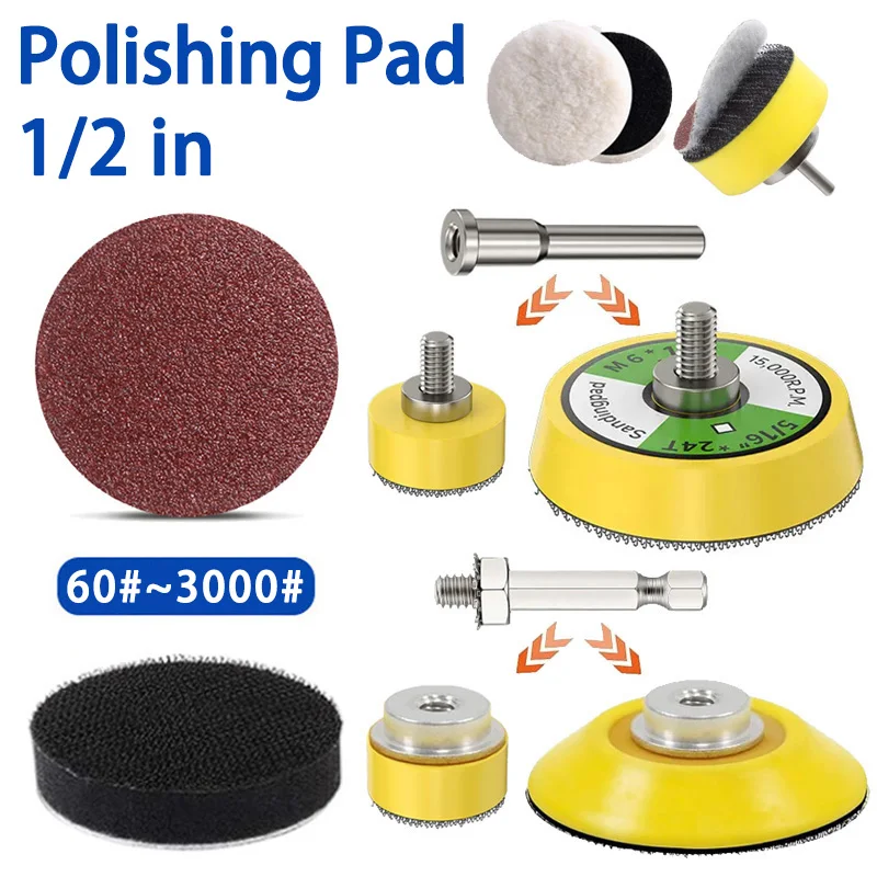 30Pcs 2/1Inch 50/25mm Sanding Discs Pads 60-3000 Grit Abrasive Polishing Pad Kit For Drill Grinder Rotary Tools Sandpapers
