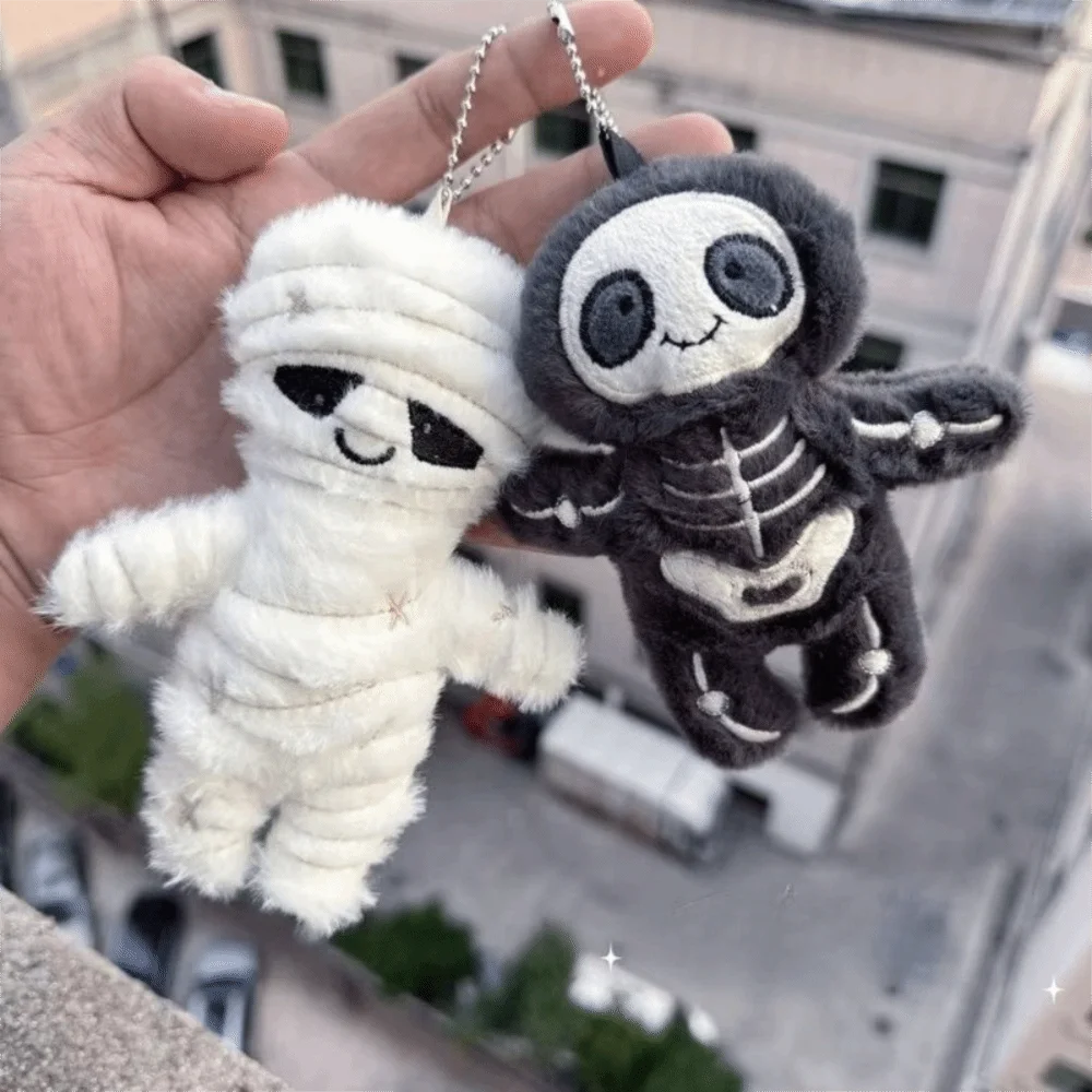 Fashion Skeleton Halloween Keychain Stuffed Mummy Style Bag Pendant Skull Keyring Key Hanging Halloween