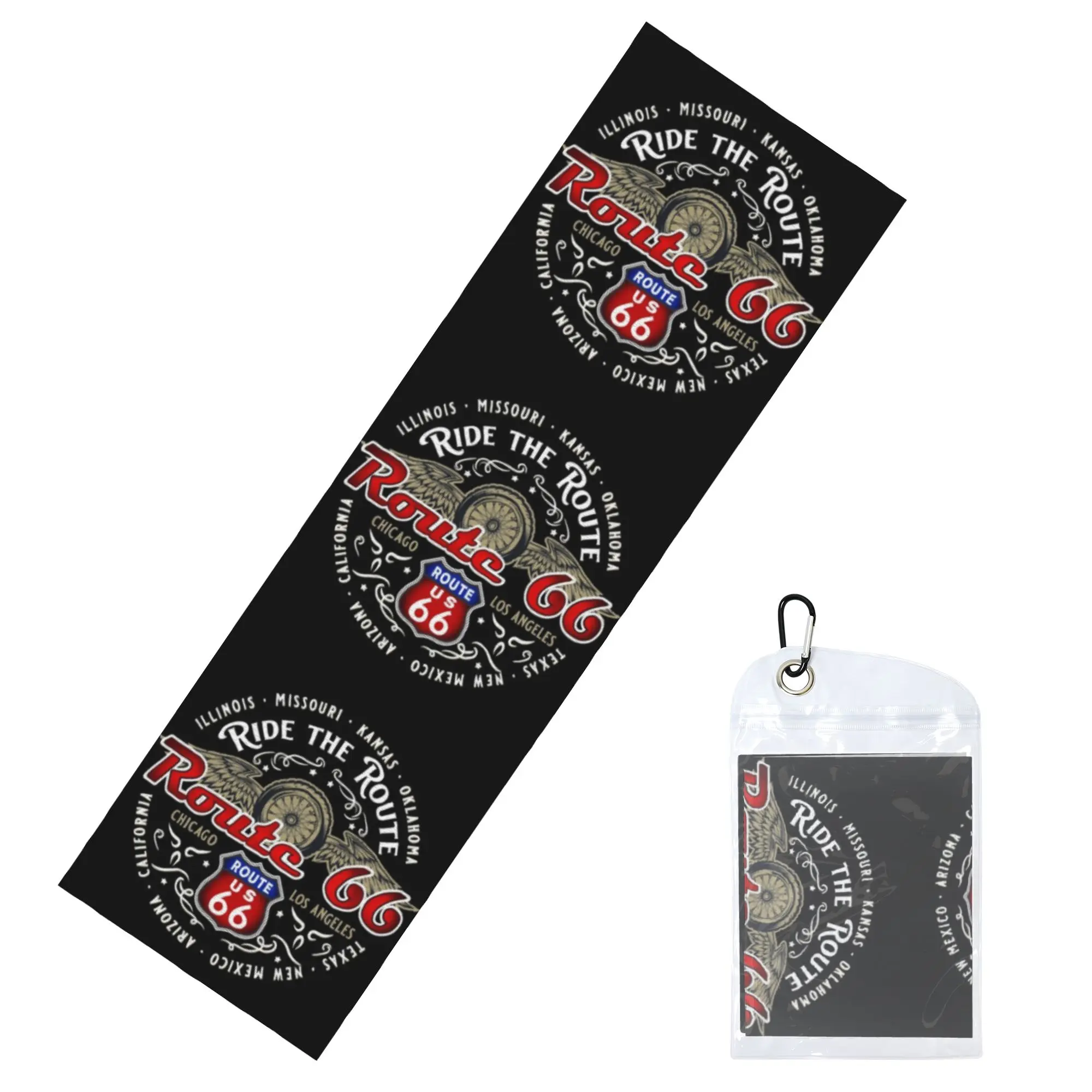 Ride The Route 66 Biker Motorcycle Cruise America's Highway Cold Exercise Towel Super Soft Instant Cooling Towel Yoga Towels