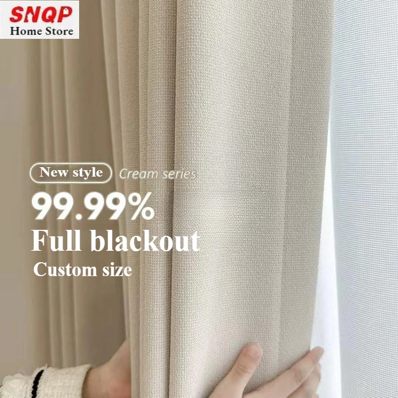 

Thickened Cotton Linen Blackout Curtains for Living Room Bedroom Dining Luxury Modern Customized Thermal Insulation Window Tulle