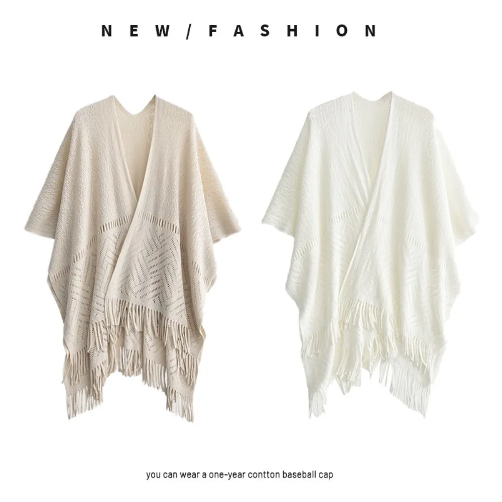 

Solid Color Summer Shawl Women Ethnic Style Cape Cloak Scarf