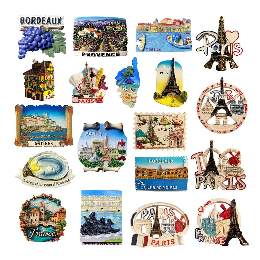 

Europe France 3D Fridge Magnet Tourist Souvenirs Refrigerator Magnetic Stickers Travel collection Gift