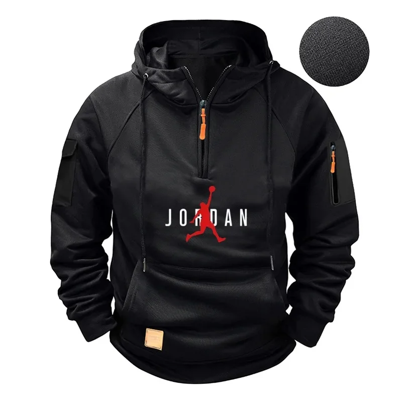 

New men's sweatshirts for autumn and winter, fashionable outdoor men's casual pullover, jogging windproof and warm sportswear